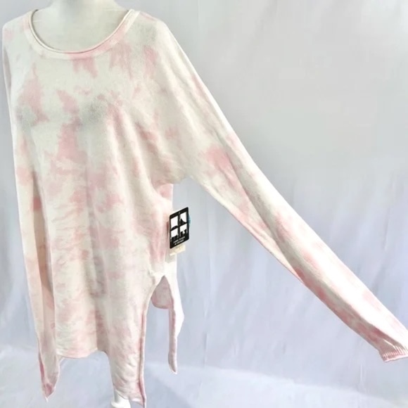 New Cloth by Design Convertible Side Slit Sweater Tie Dye Pink White Size Medium - Picture 7 of 16